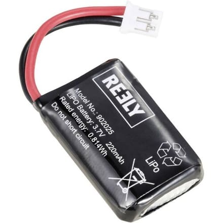 Reely LiPo accupack 3.7 V 220 mAh Aantal cellen: 1 Kabelschoen