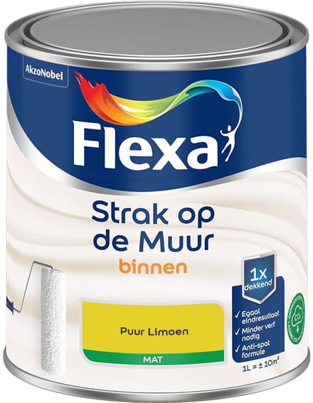 Flexa - Strak Op De Muur Binnen Mat - Puur Limoen - Mengverf - 1 L