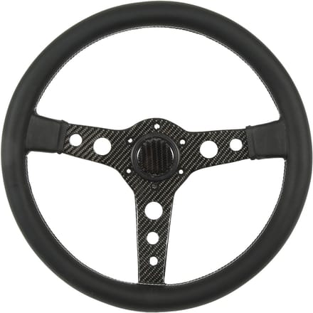 Volant en Fibre de Carbone Cuir Coutures Blanches 350mm 6 Trous Universel pour Modification de Voiture black