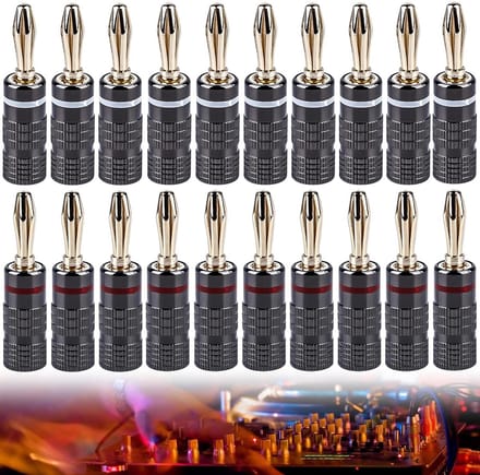 20 Stuks Banaanstekkers 4mm Goud Verguld voor Luidsprekerkabels en Audioapparatuur