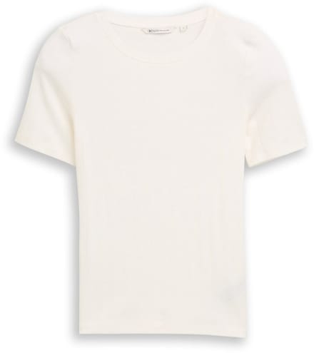 Tom Tailor Denim - Slim fit pointelle T-shirt - Maat XL - off white