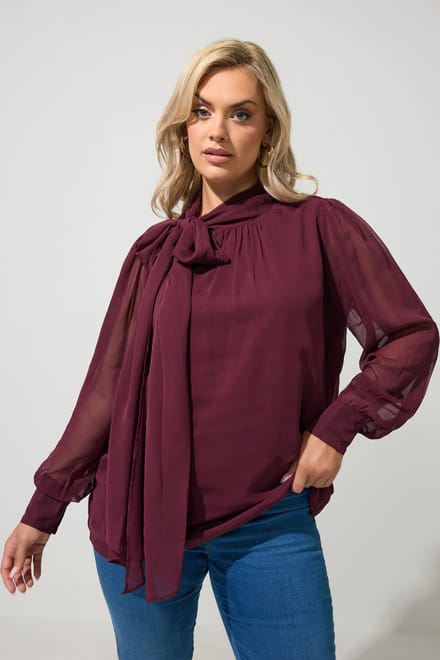 Yours London Rode Blouse Met Strik Aan De Zijkant Size 46