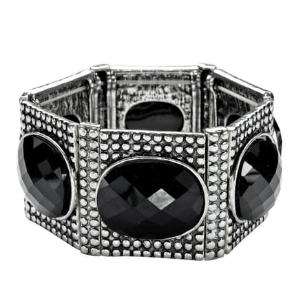 Behave - Armband elastisch zwarte steen - Avondstijl statement accessoire
