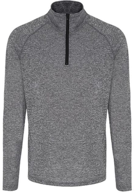 TriDri Men´s Long Sleeve Performance ¼ Zip TR110 - Black Melange/Black - L