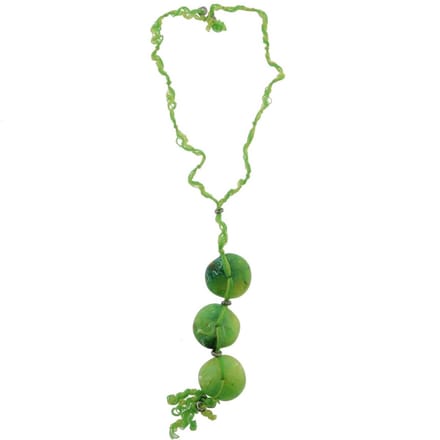 Behave - Lange ketting dames - Boho stijl - Groen kralen hanger - 60 cm