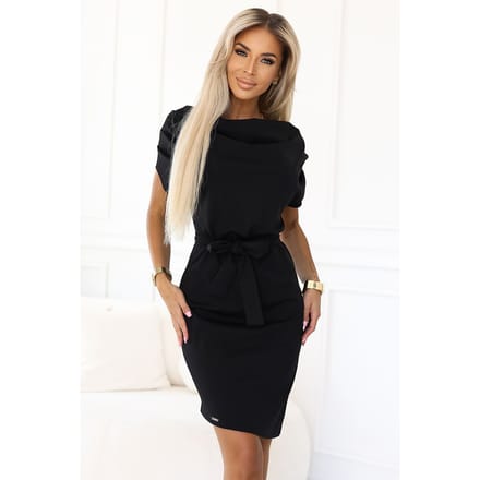 Satin Drape Dress - Schwarz / S