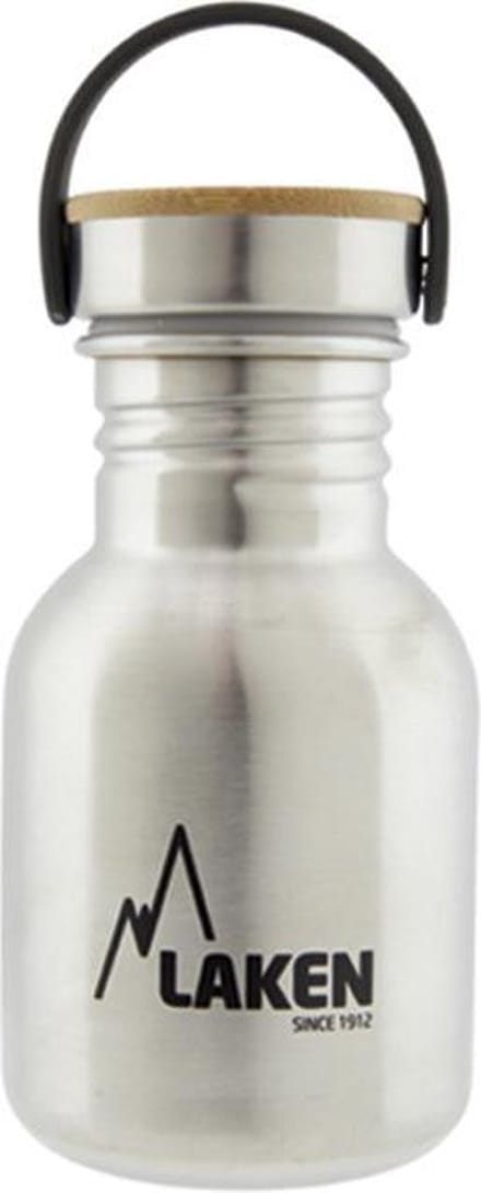 RVS fles 0,35L Basic Steel Bottle - Bamboo Cap - Laken - roestvrijstaal - waterfles - drinkfles