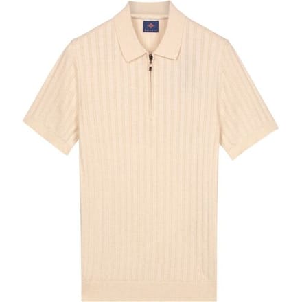 Baileys Polo Zip Collar Drop Needle Knit Stripe Texture Marshmallow / male