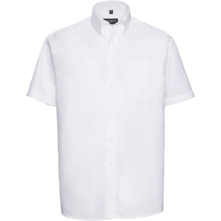 Russell Collection Heren Oxford Easy-Care Formeel Overhemd met Korte Mouwen (Wit)