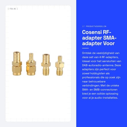 Dailygoods - RF-adapter - SMA-adapter - Voor DAB-autoradio - Set van 4 - SMB-connector - Universeel gebruik - Verstevigd ontwerp