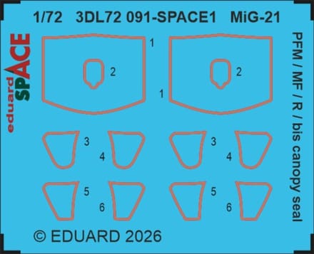 Eduard Modelbouwdecoratie - 3DL72091 Sp - Canopy Seal voor MiG-21 PFM / MF/ R / Bis Photo-etch