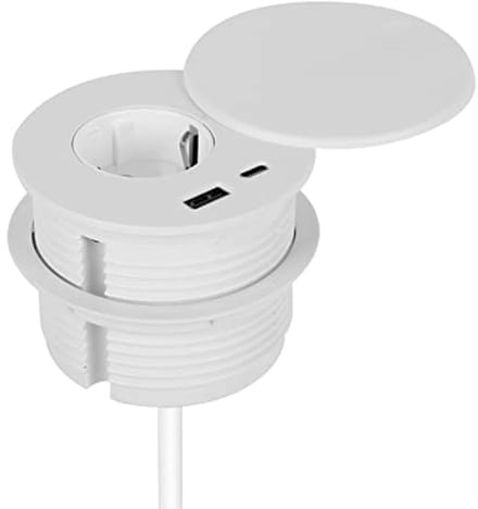 Inbouwstopcontact met USB en afdekking voor tafel