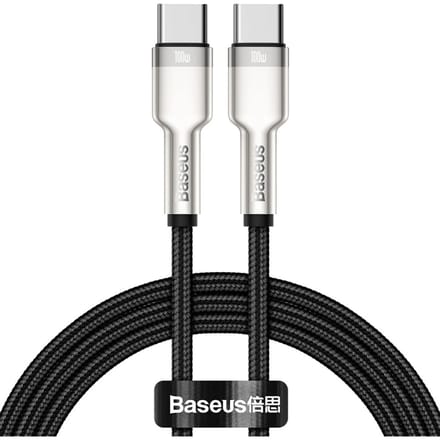 USB-C Data- en oplaadkabel - USB-C Baseus Cafule Metaalserie, 100W, 1m, Zwart CATJK-C01