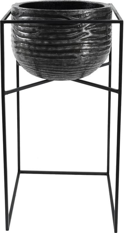 PTMD Lesley Bloempot Op Standaard - H68xØ36 cm - Set van 2 - Zwart