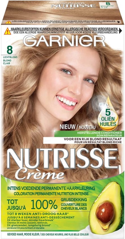 Garnier Nutrisse Ultra Crème 8 Lichtlond - Intens voedende permanente haarkleuring
