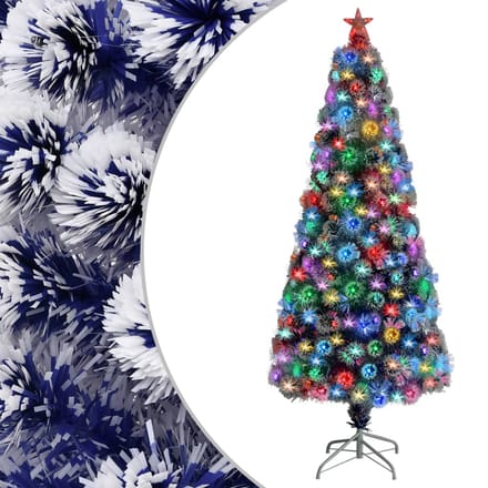 vidaXL - Kunstkerstboom - met - verlichting - 180 - cm - glasvezel - wit - en - blauw