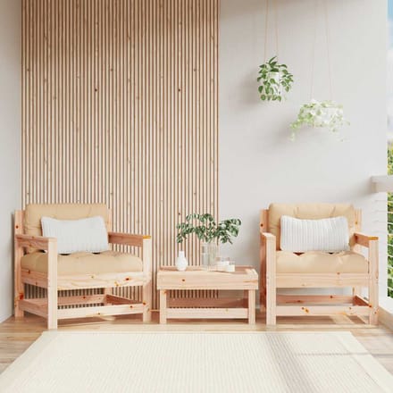 vidaXL - Tuinstoelen - 2 - st - met - kussens - massief - grenenhout