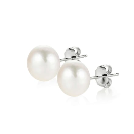 PROUD PEARLS® pareloorbellen knopjes met witte parels 10mm