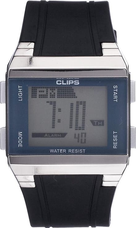 Clips 539-6003-94 Horloge - Rubber - Zwart - Ø 37.5 mm