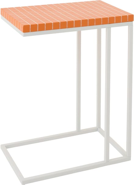 J-Line bijzettafel Rechthoek Geruit - ijzer - oranje/wit