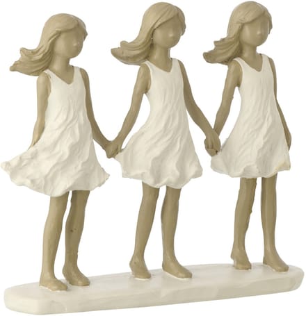 J-Line decoratie Kinderen Zussen - polyresin - wit/grijs