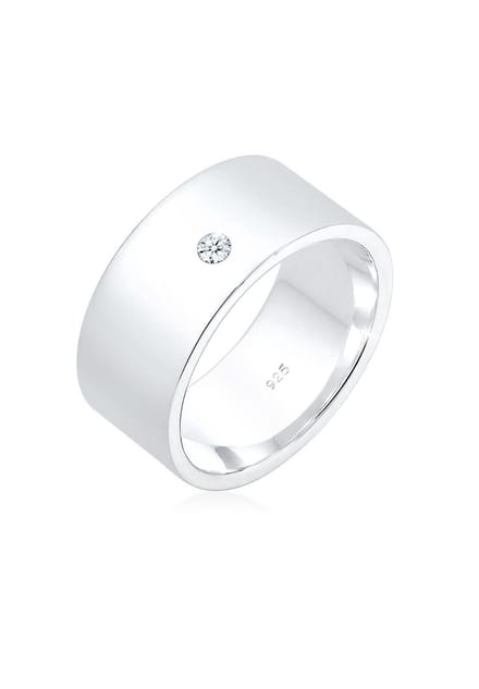 Elli PREMIUM - Ring - Dames Basic Modern met Diamant (0,03 ct.) in 925 Sterling Zilver - Dames