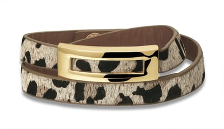Montebello Armband Kawtar - Leer - Messing - Dierenprint - 37 cm