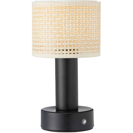 PR Home Tiara tafellamp, oplaadbaar, CCT, rotan/zwart