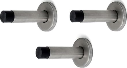 Dulimex Deurstopper/deurbuffer - 3x - 50 x 86mm - inclusief schroeven - RVS - wandmodel