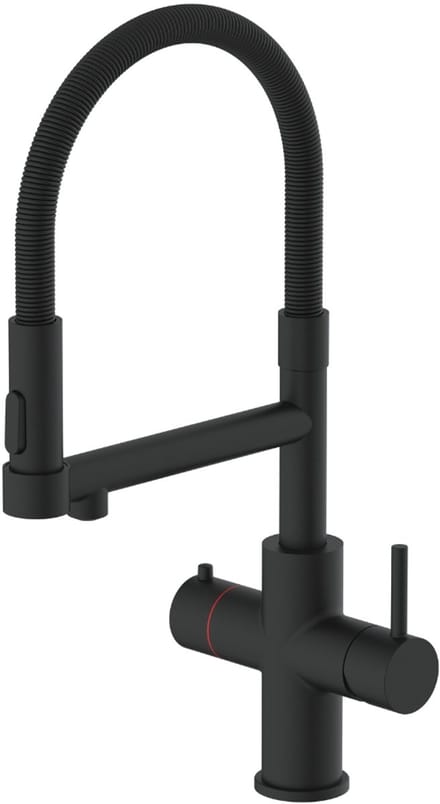 3-in-1 kokendwaterkraan ZWART | Flexibele uitloop