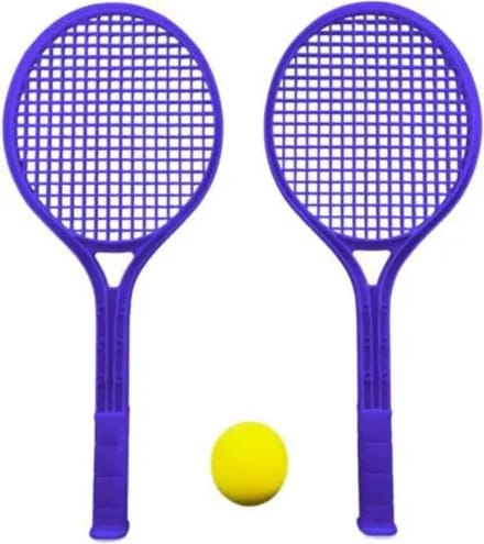 Tennis Set Kunststof 2 Rackets + Bal Blauw