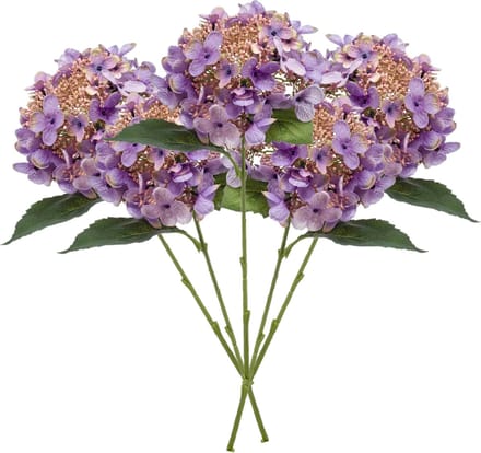 Emerald Kunstbloem hortensia tak - 5x - 50 cm - paars - kunst zijdebloem - Hydrangea - decoratie bloem