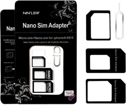 Ninzer Simkaart Adapter Set - Nano Sim naar Micro Sim & Standaard Sim - Micro Sim naar Standaard Sim - Sim Adapter met Uitwerp Pin