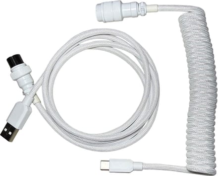 Premium Coiled Cable - Wit - USB-C Naar USB-A - Mechanisch Toetsenbord Kabel