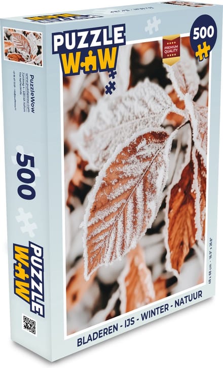 Puzzel Bladeren - IJs - Winter - Natuur - Legpuzzel - Puzzel 500 stukjes