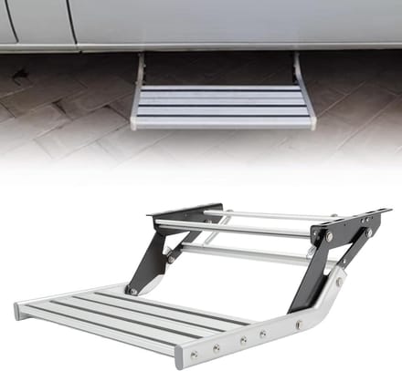 Handmatige Camper Trede - Instap Hulp - Veilig Instappen - Antislip Oppervlak - 54 x 61 x 20 cm - Zilver