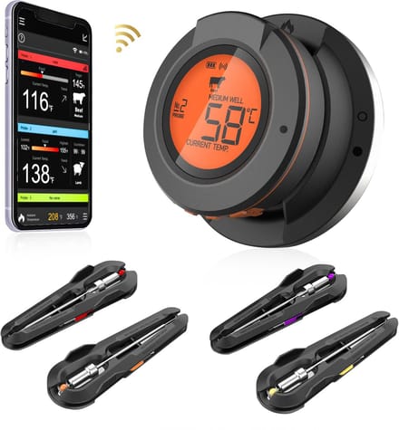MostEssential AT-02 Vleesthermometer - Smart BBQ Thermometer - Oventhermometer - Inclusief Bluetooth, App & 4 Meetsondes