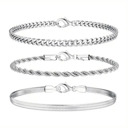 Nivard Armband - Staal - Nep Zilver - Dames - 3 St - Zilver