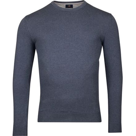 Baileys Trui Luxury Pima Cotton Uni Color Crew Neck Single Knit Deep Denim Blue / male