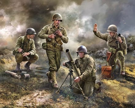 Zvezda Modelbouwpakket Militaire voertuigen - 6287 US 81mm mortar M1 with Crew - WWII Plastic - 1:72 - Modelbouw