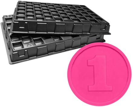 CombiCraft reliëfmunt 1 met 2 telbakken in neon roze - 1000 munten