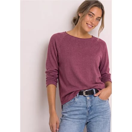 Longsleeve met ronde hals en rolrand