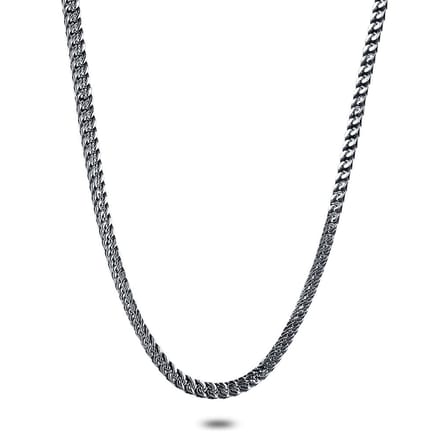 Twice As Nice Halsketting in edelstaal, vierkante gourmet, 4 mm 50cm