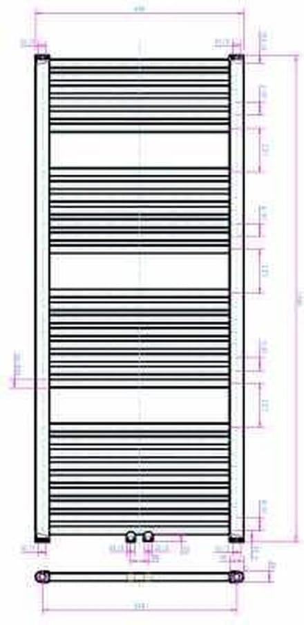 Sub 034 radiator recht met middenaansluiting 600x1400 mm n31 832 W, wit
