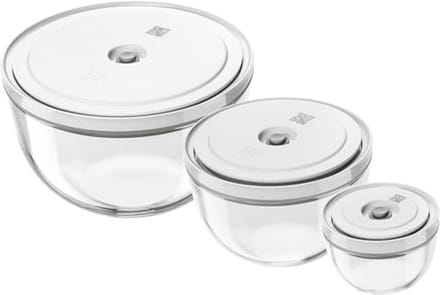 Glazen Vacuum Kom Set van 3 - Vershoudsystemen voor Efficiënt Koken en Serveren