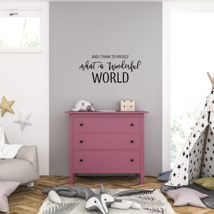 Muursticker - What A Wonderful World - 40,6 x 40,6 - Zwart