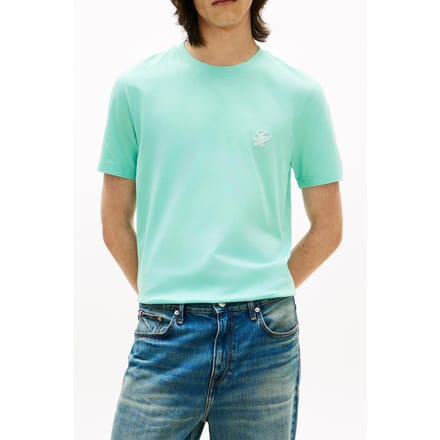 Tommy Hilfiger Script Monogram T-shirt Arctic Aqua Größe: S | Basic T-Shirts Outlet | Herren | Cyan