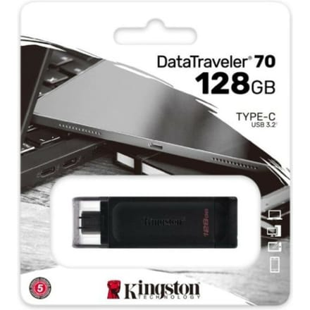 Kingston DataTraveler 70 USB-stick Retail 128 GB Zwart DT70/128GB USB-C