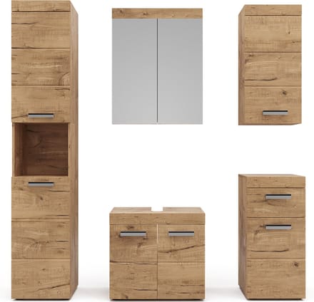 Vicco Badkamermeubel set Luna, Eiken Wotan, 5-delig