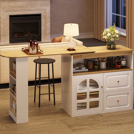 REDOM - Draaibaar Sideboard - Uitschuifbaar En 360° Draaibaar - Modern - Woonkamer - MDF - Wit - 138-204 X 39 X 104 Cm
